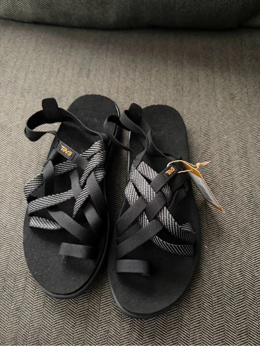 Teva Women's Black and Gray Strappy Woven Sandals - Picture 2 of 5